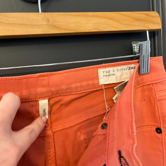 Salmon red Rag + Bone stretchy legging denim for Aritzia, size 29 - Picture 3 of 4